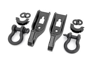 Ford F-150 Tow Hook to Shackle Conversion Kit - Front - Rough Country - D-Ring Combo - Black - '09-'20